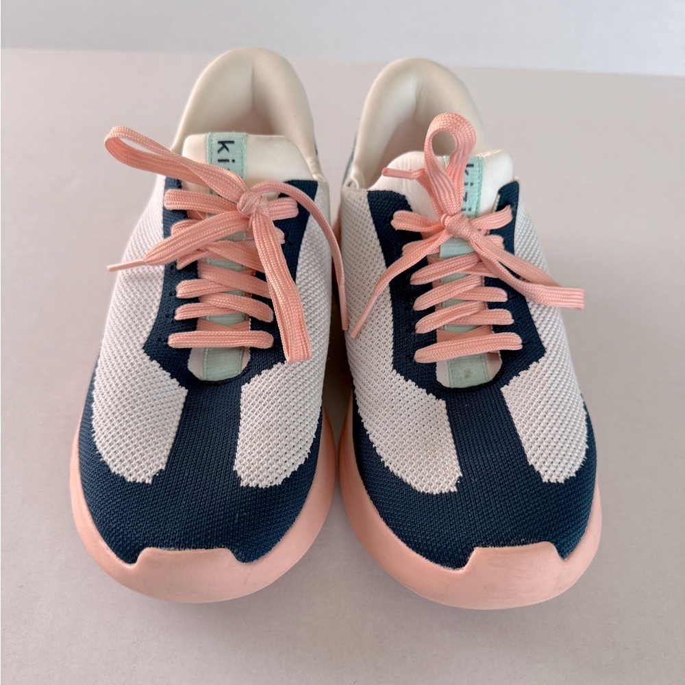 Kizik Athens Bahama Blue White Pink Hands Free Sneakers Unisex Mens 7 Womens 8.5